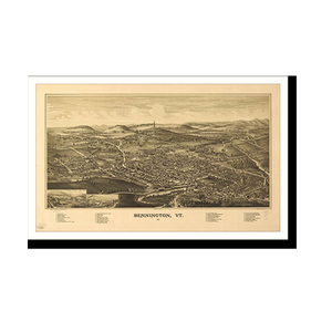 Panoramic Map - Bennington, Vermont, 1887 - Bird's Eye View Print