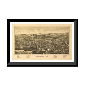 Panoramic Map - Bennington, Vermont, 1887 - Bird's Eye View Print
