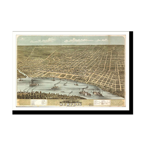 Panoramic Map - Memphis, Tennessee, 1870 - Bird's Eye View Print