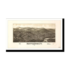 Panoramic Map - Brattleboro, Vermont, 1886 - Bird's Eye View Print