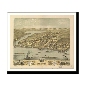 Panoramic Map - Hudson, Wisconsin, 1870 - Bird's Eye View Print