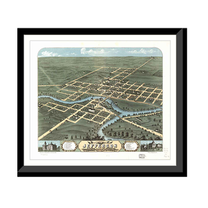 Panoramic Map - Jefferson, Wisconsin, 1870 - Bird's Eye View Print