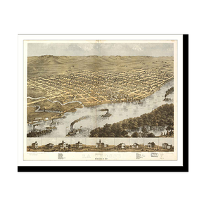 Panoramic Map - La Crosse, Wisconsin, 1867 - Bird's Eye View Print