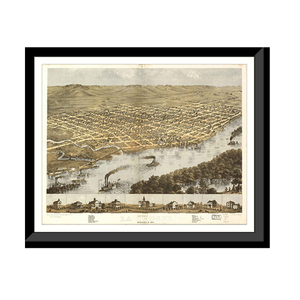 Panoramic Map - La Crosse, Wisconsin, 1867 - Bird's Eye View Print