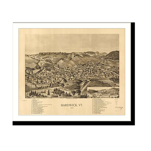 Panoramic Map - Hardwick, Vermont, 1892 - Bird's Eye View Print