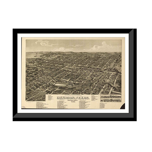 Panoramic Map - Denison, Texas, 1886 - Bird's Eye View Print