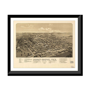 Panoramic Map - Honey Grove, Texas, 1885 - Bird's Eye View Print