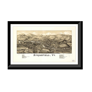 Panoramic Map - Springfield, Vermont, 1886 - Bird's Eye View Print