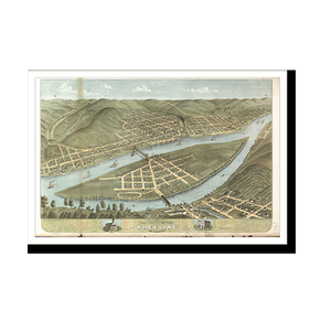 Panoramic Map - Wheeling, West Virginia, 1870 - Bird's Eye View Print