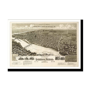 Panoramic Map - Laredo, Texas, 1892 - Bird's Eye View Print