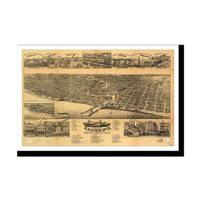 Panoramic Map - Racine, Wisconsin, 1883 - Bird's Eye View Print