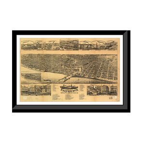 Panoramic Map - Racine, Wisconsin, 1883 - Bird's Eye View Print