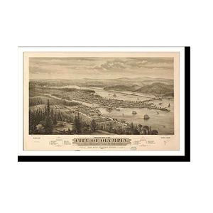 Panoramic Map - Olympia, Washington, 1879 - Bird's Eye View Print