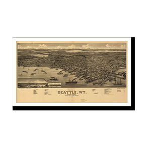 Panoramic Map - Seattle, Washington, 1884 - Bird's Eye View Print