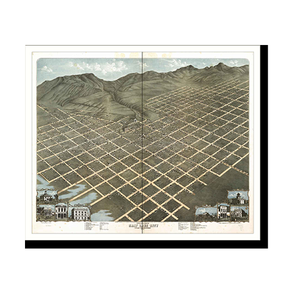 Panoramic Map - Salt Lake City, Utah, 1870 - Bird's Eye View Print