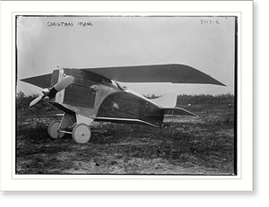 Black & White Photo - Christmas - plane - Antique Wall Decor Print