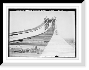Temporary foot path atop Manhattan Bridge, New York, Vintage Poster
