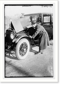 Historic Photo Print - Chamlee looking at motor of auto