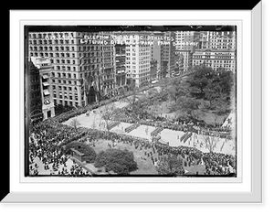 Historic Framed Print, Olympic Athletes Reception, marchers entering City Hall Park from Broadway, New York,  17-7/8" x 21-7/8"