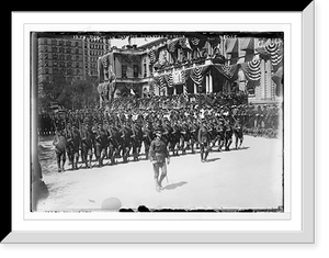 Historic Framed Print, Olympic Athletes Parade, 12th regiment marching before City Hall, New York,  17-7/8" x 21-7/8"