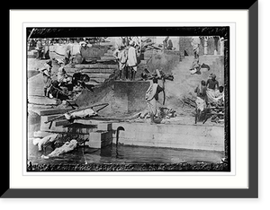 Historic Framed Print, Burning dead at Benares,  17-7/8" x 21-7/8"