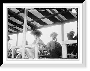Historic Framed Print, Mrs. Clarence MacKay, in stands at Mineola race track,  17-7/8" x 21-7/8"