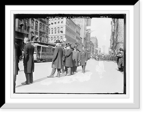 Historic Framed Print, Bishop Potter funeral, Mayor McClellan standing with others, New York,  17-7/8" x 21-7/8"