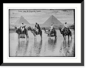 Historic Framed Print, Camel men & pyramids, Egypt,  17-7/8" x 21-7/8"