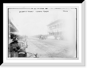 Historic Framed Print, Vanderbilt Cup Auto Race, Salzman in "Thomas" on track in front of grand stand,  17-7/8" x 21-7/8"