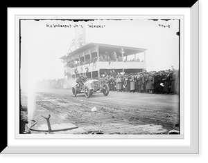 Historic Framed Print, Vanderbilt Cup Auto Race, W.K. Vanderbilt, Jr.'s "Mercedes" on track,  17-7/8" x 21-7/8"