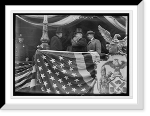 Historic Framed Print, Mayor McClellan and others on flag-bedecked podium, New York,  17-7/8" x 21-7/8"