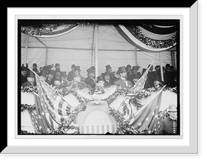 Historic Framed Print, Sherman with others at flag-bedecked podium during Taft Parade, New York,  17-7/8" x 21-7/8"
