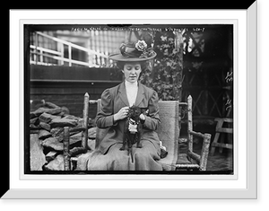 Historic Framed Print, Annie M. Nolan seated with her toy Boston Terrier, "Massa",  17-7/8" x 21-7/8"