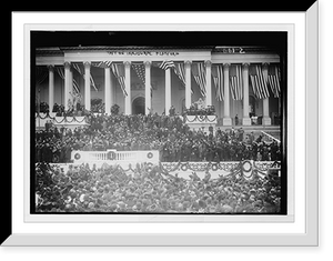 Historic Framed Print, Taft on Inaugural platform, flag-bedecked podium,  17-7/8" x 21-7/8"