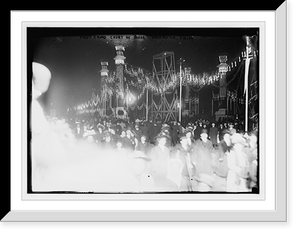 Historic Framed Print, Court of Honor, nightime, crowd, Washington, D.C,  17-7/8" x 21-7/8"