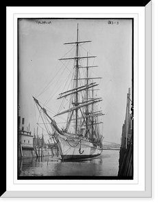 Historic Framed Print, Clipper ship "Valhalla" in port,  17-7/8" x 21-7/8"