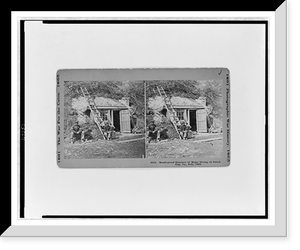 Historic Framed Print, Bomb-proof quarters of Major Strong at Dutch Gap Va. July 1864,  17-7/8" x 21-7/8"