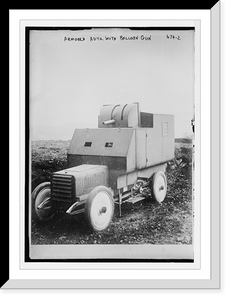 Historic Framed Print, Armoured automobile, with balloon gun,  17-7/8" x 21-7/8"