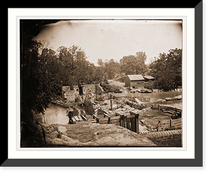 Historic Framed Print, Richmond Virginia (vicinity). Mill on James river and Kanawah canal above Richmond,  17-7/8" x 21-7/8"