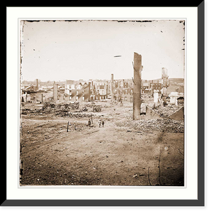 Historic Framed Print, Richmond Virginia. Ruins in the State Arsenal yard and the burned district,  17-7/8" x 21-7/8"