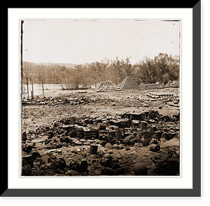 Historic Framed Print, Richmond Virginia. Stacked and scattered ammunition near the State Arsenal,  17-7/8" x 21-7/8"