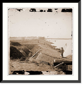 Historic Framed Print, Savannah Georgia (vicinity). View of Fort McAllister on the Ogeechee River,  17-7/8" x 21-7/8"