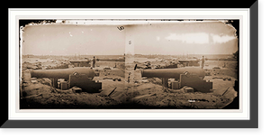 Yorktown Virginia. Confederate water battery with Dahlgren 11-inch smooth bore nava, Vintage Print