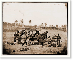Antique Military - Zouave ambulance crew demonstrating removal