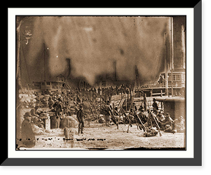 Historic Framed Print, Aquia Creek Landing Va. Embarkation of 9th Army Corps for Fort Monroe,  17-7/8" x 21-7/8"