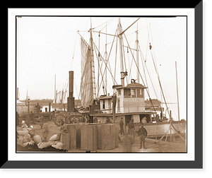 Historic Framed Print, Aquia Creek Landing Va. Wharf with transport and supplies,  17-7/8" x 21-7/8"