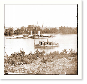 Historic Military - Battleships - James River Va - Antique Wall Decor Print