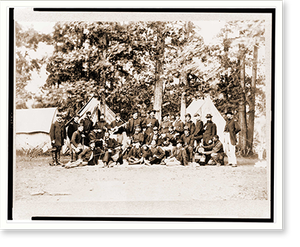 Vintage Military Print - Officers of horse artillery brigade near, 1863