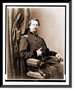 Historic Framed Print, Major General Winfield S. Hancock three-quarter length portrait seated facing front,  17-7/8" x 21-7/8"