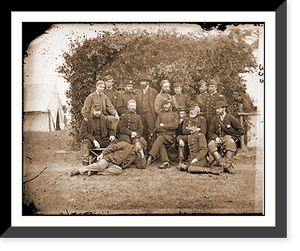 Historic Framed Print, Yorktown Va. vicinity. Gen. Randolph B. Marcy officers and friends at Camp Winfield,  17-7/8" x 21-7/8"